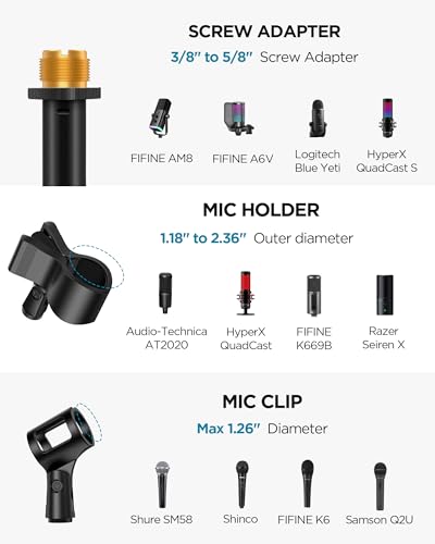 InnoGear Mic Stand, Max Height 82.28" Microphone Stand Floor Detachable Boom Mic Arm Stands with Weighted Base for Blue Yeti HyperX QuadCast Shure SM58 Samson Q2U Fifine K669B Singing Stage