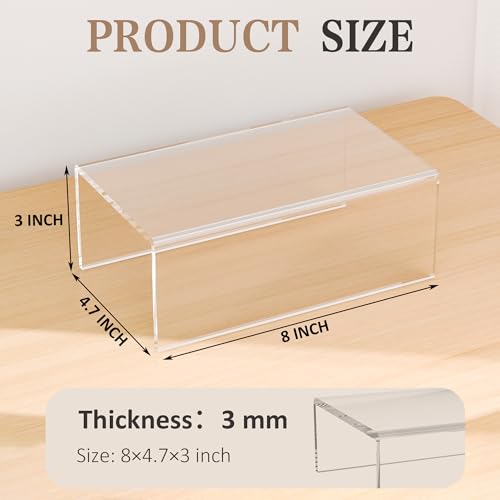 Sezanrpt Acrylic Shelf Riser 8x4.7x3 pack of 2, Desktop Rectangular Acrylic Tray Pedestal Stand for Funko Pop Figure, Bags, 8x4.7x3 Inch - color: Clear, size: 8x4.7x3 Inch