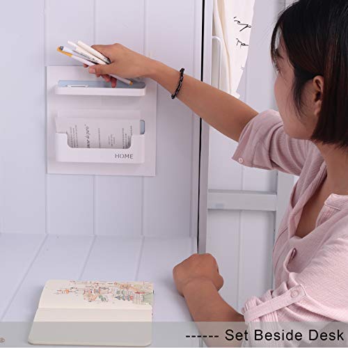 Bedside Shelf Bedroom Dorm Room Rack Organizer Storage -Use as Kid Student Wall Shelf to Organize Headphone,Remotes,Glass,Cellphones(Horizontal Type/White) - color: Horizontal Type / White