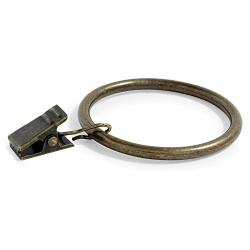 Ivilon Curtain Rings - Set of 14 Decorative Drapery Rings Curtain Clip Rings with Strong Clips 2" Diameter - Color Antique Brass - color: Antique Brass, size: Set of 14 (2")