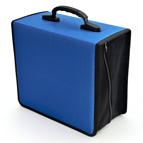 alavisxf xx CD Case, 432 Capacity Nylon Heavy Duty Organizer Wallet for Car | CD DVD Binder, Portable Handle, Zipper Closure, Anti-Slip Sleeves, Movie Media Disc Storage, for Home Office Travel - color: Blue