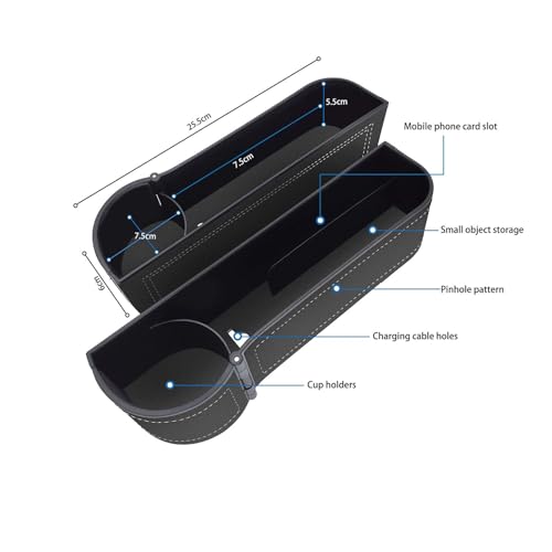 BAILISI Car seat gap filler organizer,Multi-function car seat storage box 2 packs,Adjustable Cup Holder car console side storage box Holders phone, sunglasses,car accessories (Black Style 4) - color: Black Style 4