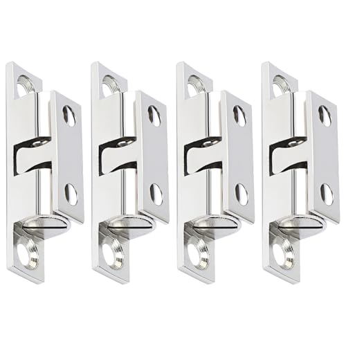 Alise Double Roller Catch Cabinet Latches,Adjustable Double Ball Tension Roller Catch Latch Brass Cabinet Door Latch,40x24mm Solid Brass Cabinet Latches and Catches,Pack of 4,Silver - color: Silver, size: 40mmX24mm