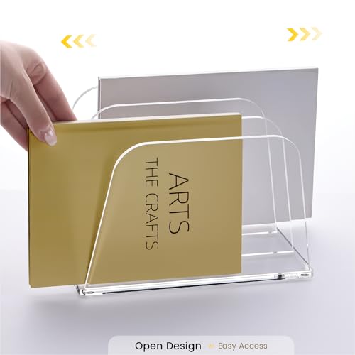 YUXUN Desk File Organizer,3-Section Vertical Clear Acrylic Desk Organizer File Holder Mail Sorter Office Organization for Office Home &Classroom（B5） - style: 3-Section,B5