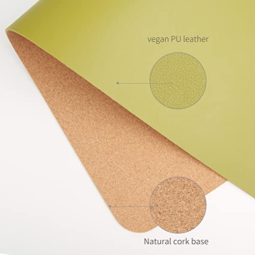 RENMTURE Dual-Sided Mouse Pad, Natural Cork & PU Leather Large Desk Pad for Office and Home Work, Desk Protector Non-Slip, Waterproof, Easy Clean (Olive Green, 23.6" x 13.7") - color: Olive Green, size: 23.6"x13.7"