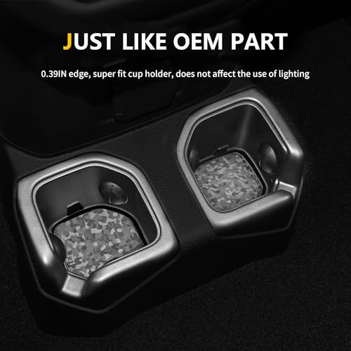 Cup Holder Inserts Coaster Compatible with Jeep Wrangler JL Gladiator JT 2018-2026 Accessories, Center Console Cupholder Pad, Non-Slip Drink Liner, Original Design, TPE, 4-Pcs Front Rear - size: 4 Pack for JLFront Rear