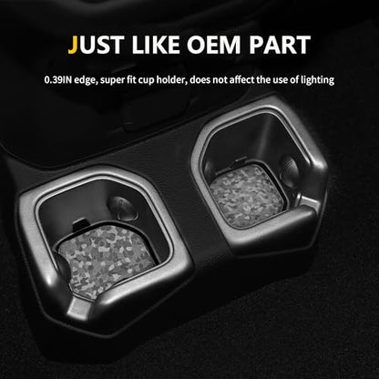 Cup Holder Inserts Coaster Compatible with Jeep Wrangler JL Gladiator JT 2018-2026 Accessories, Center Console Cupholder Pad, Non-Slip Drink Liner, Original Design, TPE, 4-Pcs Front Rear - size: 4 Pack for JLFront Rear