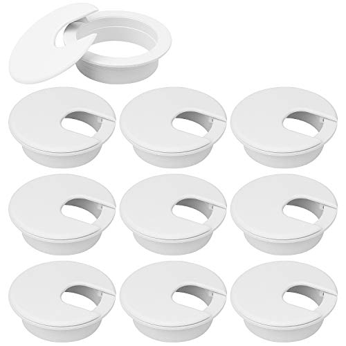 20Pack 2" Black Desk Grommet, HNBun Wire Cable Hole Cover Plug Cap Insert, PC Computer Desk Plastic Grommet Cord Wire Organizer Caps for Hide Office Cords and Cables - color: White