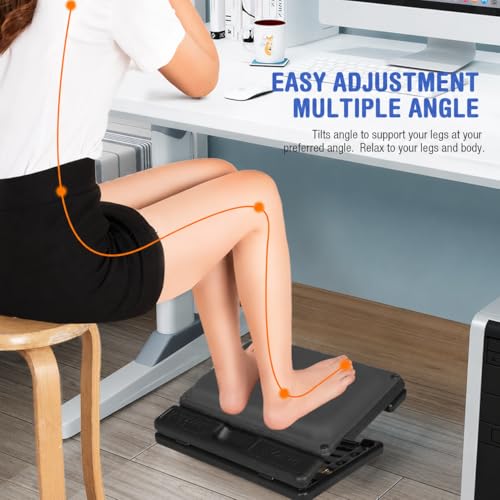Foot Rest for Under Desk at Work 4-Level Height Adjustable, Lengthen Ergonomic Foldable Footrest for Office, Gaming,Computer, Soft & Removable Pad Desk Foot Stool for All Seasons (Gray Plus) - color: Gray Plus