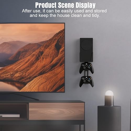 Wall Mount for Xbox Series S - All Metal Vertical Hanging On Wall Near or Behind TV Left/Right, Wall Mount Kit with Detachable Controller Holder, Black - color: Black