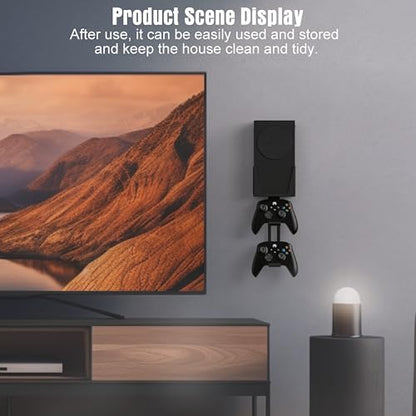 Wall Mount for Xbox Series S - All Metal Vertical Hanging On Wall Near or Behind TV Left/Right, Wall Mount Kit with Detachable Controller Holder, Black - color: Black