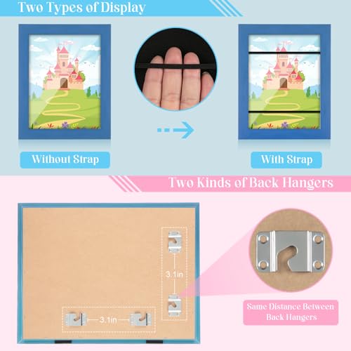 [2-Pack] Kids Art Frames, 8.5x11 Front Opening Kids Artwork Frames Changeable, Dark Blue Artwork Display Storage Frame for Wall, Holds 50 Pcs, for 3D Picture, Crafts, Children Drawing, Hanging Art, - color: Dark Blue, size: 8.5x11"