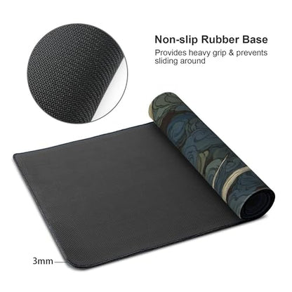 Large Japanese Mouse Pad, XXL Extended Gaming Keyboard Mat,Japanese Demon Mask Design,Waterproof Anti-Slip Rubber Base,Suitable for Gaming and Office use, Laptop Desk Protector 35.4 x 15.7 Inches - color: Samurai