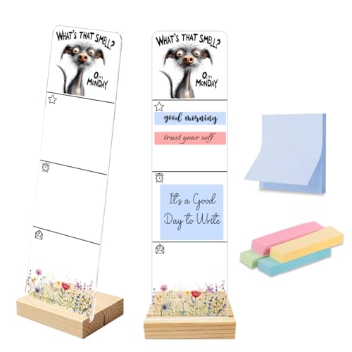 Sticky Note Holder Acrylic Monitor Memo Board Desk Organizers Desk Decor Post It Note Holder What's that Smell Oh It's Monday Funny Dog Monday Blues Office Desk Sign - color: Acrylic 17