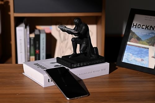 Windbreaker Soldier Knight Pen Holder Personalized Desk Accessory, Mobile Phone & Gaming Controller Holder, Device Stand Gift for Medieval Enthusiasts (Black) - color: Black