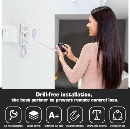 2-Pack Magnetic Remote Control Holders with Spring Ropes - Safely Secure Remotes & Small Items, Wall-Mount with Adhesive, Anti-Loss, Rapid Adsorption, Extendable Spring (Black 43 inch, 2 Pack) - color: Black 43 inch, 2 pack