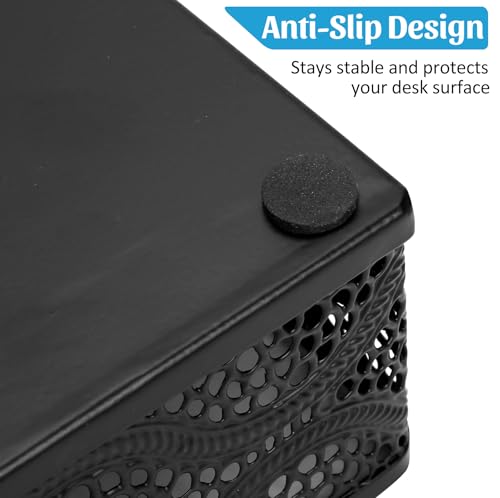 Desk Tray Organizer Mesh File Basket, Office Drawer Metal Trays Organizing Storage Box, Desktop Paper/Letter Tray for Office Home Makeup & Vanity, Black, Pattern 1# - style: Pattern 1#