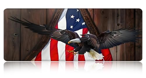 Large Gaming Mouse pad,Eagle，Flag Anti Slip Rubber Base Mouse pad, Suitable for Computer, Laptop, Office Desk Accessories - color: Eagle，Flag