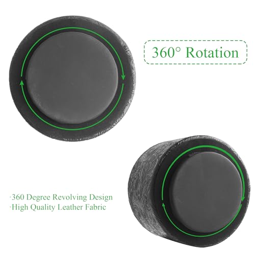 lizimandu Round Leather Art Supply Organizer,Remote Control Holder,360 Degree Spinning,Multi-Functional Pencil Holder,4 Compartments Desktop Stationary Organizer(1-Carved Black) - color: 1-Carved Black