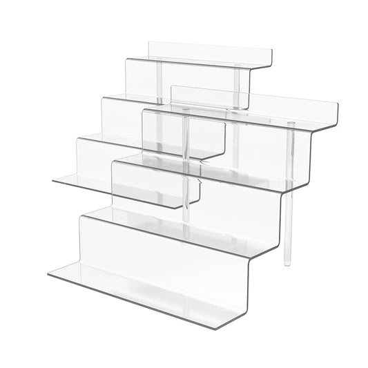 Acrylic Stands for Display,4 Tier Clear Cupcakes Perfumes Figurines Display Stand Risers Shelf Vendors Amiibo Funko Cupcakes Perfumes Candies Cosmetics Decoration and Organizer - color: 2P-9X6-Clear
