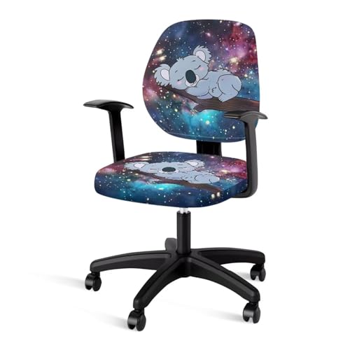 Galaxy Koala Computer Chair Cover Stretchable Office Chair Covers 2 Piece Universal Fit Most Wheelchairs,Computer Chairs,Gaming Chairs Cute Washable Slipcovers Protector Starry Night - color: Galaxy Koala