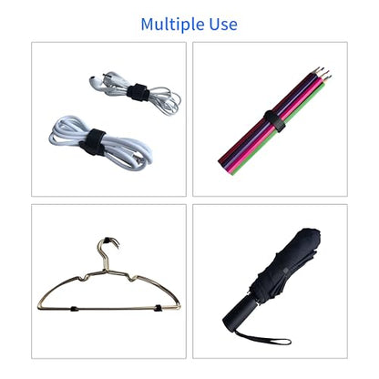 100 PCS 8 Inches Black Reusable Cable Ties, Adjustable Cord Straps, Cable Organizer, Cord Wrap and Hook Loop Cords Management - size: 8inches-100PCS
