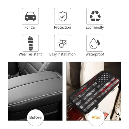 Car Armrest Box Pad American US Flags Car Center Console Cover Pad Black and Red Auto Armrest Cover for Most Vehicle, SUV, Truck Universal Arm Rest Cushion Pads - color: Flags