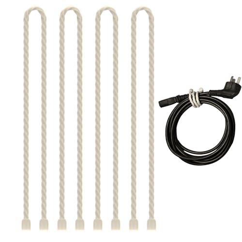 4PCS Silicone Cable Ties 24 Inch Reusable Twist Ties Steel-Core Cable Tie Straps Organizer All Purpose Bendable Cord Tie for Indoor Outdoor Bundling Holding Securing and Wrapping Cables (White) - color: White, size: 24-Inch (4PCS)