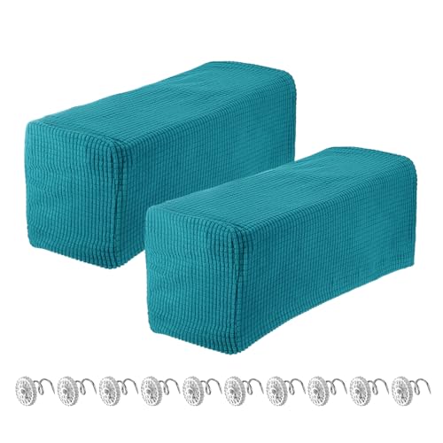 uxcell 2pcs Stretch Armrest Covers for Chairs/Sofas, Couch Arm Covers with Twist Pin, Furniture Protector Slipcovers Blue - color: Blue