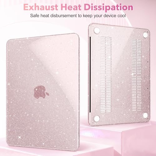 May Chen Compatible with MacBook Neo 13 inch Case 2026 Model A3404, Plastic Hard Shell,Keyboard Cover,Screen Protector,Dust Plug, for MacBook Neo 13" with A18 Pro Chip, Glitter Sakura Pink - color: Glitter Sakura Pink