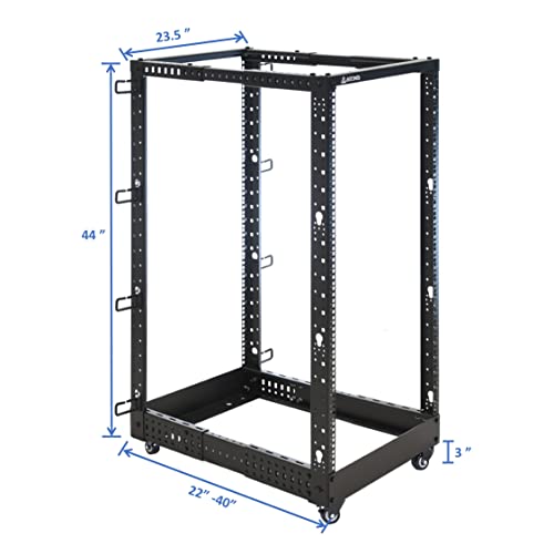 AEONS 22U 4-Post IT Open Frame Server Rack 19 Inch Depth-Adjustable (22" to 40") Network Equipment AV Gear w/Casters and Cable Management - style: 22U-4Post