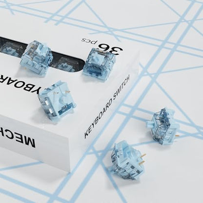 ZhouWang Dreamlike Blue Switch,3 Pin Replacement Pre-Lubricated Dustproof Clicky Keyboards Switch,Suitable clickers for 3D Prints and MX Mechanical Keyboard（36Pcs） - color: Dreamlike(Clicky), size: 36Pcs