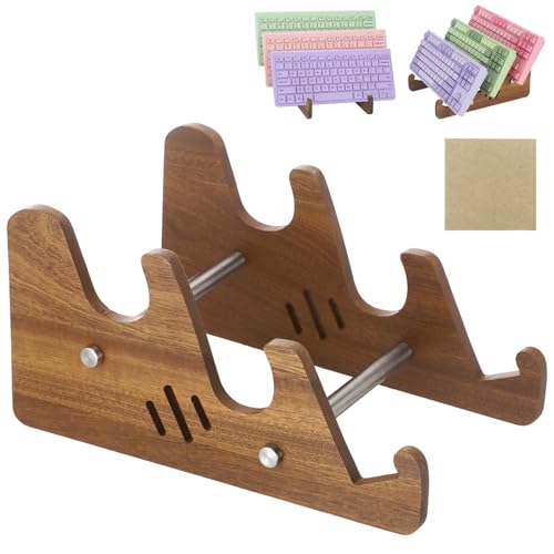 Joyibay Keyboard Display Stand, 3-Tier Wooden Mechanical Keyboards Organizer Shelf, 9.8 x 6.2 x 5.1 in, Protective Cork Pad Included, Ideal for Gaming Desktops, Collector's Display