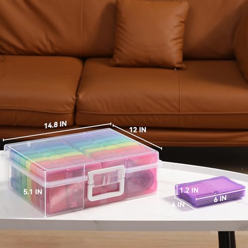 novelinks Photo Storage Boxes with Handle, Photo Organizers and Storage | 1Pack Color, Photo Albums 4x6 Pictures, Photo Cases, Classroom Organization, Index Card Box, Photo Card Holder, Seed Storage - color: multicolored