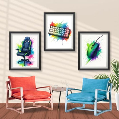 Video Game Room Decor Posters Set of 9, Watercolour Style Canvas Gamer Wall Art Prints, Cool Decorations for Boys Room, Kids Bedroom, or Study Room, Gaming Lover Gift, 8x10 Art Prints Unframed (Gaming Wall Art Set of 9, 8x10 Unframed) - style: Gaming Wall