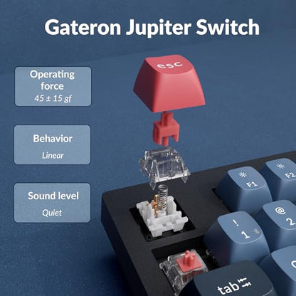 Keychron V5 Max Custom Wireless Mechanical Gaming Keyboard with Number Pad, 96% Layout QMK/VIA 2.4 GHz/Bluetooth 5.1/Wired, RGB Backlit Hot-Swappable Gateron Red Switch for Mac Windows Linux - color: Gateron Jupiter Red Switch
