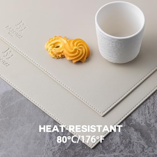 Baroyal Faux Leather Placemats Set of 6 Vinyl Washable Wipeable Table Mats for Kitchen Dining Table Heat Resistant Waterproof Modern Indoor/Outdoor Placemats Non-Slip Easy Clean Place Mats-Cream White - color: B-cream White