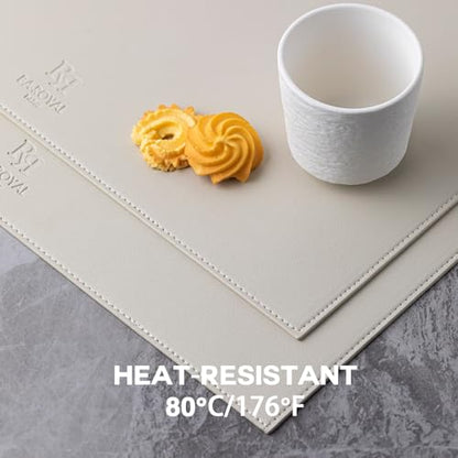 Baroyal Faux Leather Placemats Set of 6 Vinyl Washable Wipeable Table Mats for Kitchen Dining Table Heat Resistant Waterproof Modern Indoor/Outdoor Placemats Non-Slip Easy Clean Place Mats-Cream White - color: B-cream White
