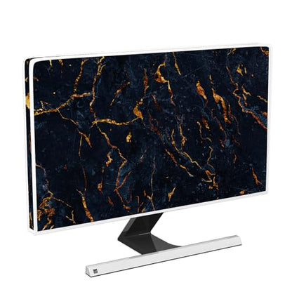 Navy Blue and Gold Marble Screen TV Cover 32 Inch Ornamental Anti-Static LCD-Silky HD Panel Dust Protective Sleeve Compatible with iMac LCD LED PC, Desktop and Home 32 Inch TV - color: Deep Blue and Gold, size: 32 Inch