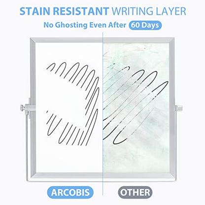 ARCOBIS Small WhiteBoard with Stand 10" X 10", Magnetic Double-Sided Dry Erase White Board Easel for Desk Students Home Office - color: Silver, size: 10"W x 10"H