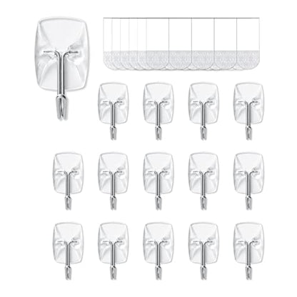 MOVELYST 15 Small Hooks+30 Removable Strips, Clear Wire Hanger Hooks, Damage-Free Utility Hooks, Heavy Duty with Adhesive Strips, No Tools Wall Hook for Hanging, Value Pack - size: Small, style: Clear-15+30
