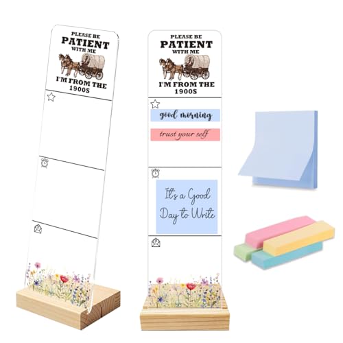 Sticky Note Holder Acrylic Monitor Memo Board Desk Organizers and Accessories Desk Decor Post It Note Holder with 200Pcs Sticky Notes Retro Western Funny Office Desk Sign - color: From