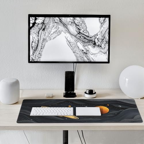 Galactic Space Planet Large Gaming Mouse Pad, Non-Slip Rubber Base, Desk Keyboard Mat, 35.4" x 15.7", Gift for Teens - color: Galactic Space Planet