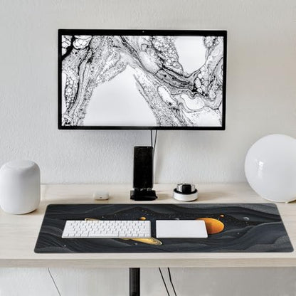 Galactic Space Planet Large Gaming Mouse Pad, Non-Slip Rubber Base, Desk Keyboard Mat, 35.4" x 15.7", Gift for Teens - color: Galactic Space Planet