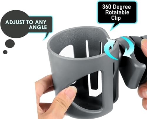 New Stroller Cup Holder for Stanley Quencher H2.0 (30 & 40 Oz. Models), Also Compatible with Stanley IceFlow (20 & 30 Oz. Models) - Gray - color: gray