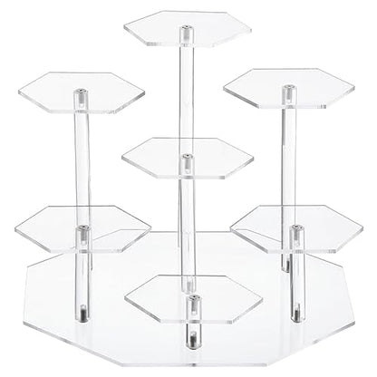 UXCELL Acrylic Display Stand for Figures & Collectibles - 7-Tier Clear Acrylic Risers for Showcasing Pastry & Candy