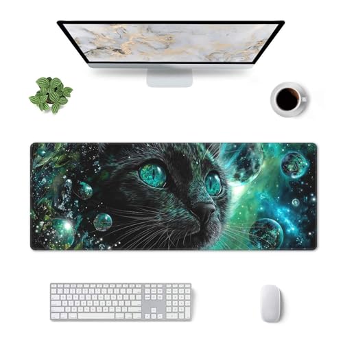 Cat Moon Mouse Pad Extended Large Gaming Mouse Pad XL Stitched Edges for Gamer Home Office 31.5 X 11.8 Inch - color: Cat Moon
