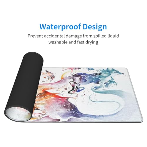 Watercolor Foxes and Butterflies Mouse Pad Large Gaming Mousepad Non-Slip Rubber Base Keyboard Mouse Mat for Laptop Keyboard Desktop 31.5 x 11.8 inch - color: Watercolor Foxes And Butterflies