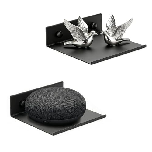 Z metnal Small Floating Shelves for Action Figures & Collectibles, Wall Mount Mini Metal Wall Display Shelf for Gaming Room & Bedroom Decor, Aluminum, 4.7", Black, 2 Pack - color: Black, size: 4.7 inch (2 Pack)