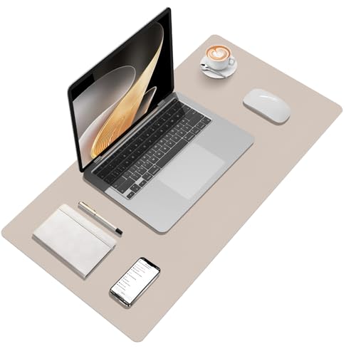 Beige Desk Mat, 31.5"×15.7" Desk Matt for Desktop, Waterproof Keyboard Pad, Computer Mats for Desktop, Large Mouse Pad, Non-Slip Computer Mat for Office Home - Cream Powder - color: Cream Powder, size: 31.5" x 15.7"